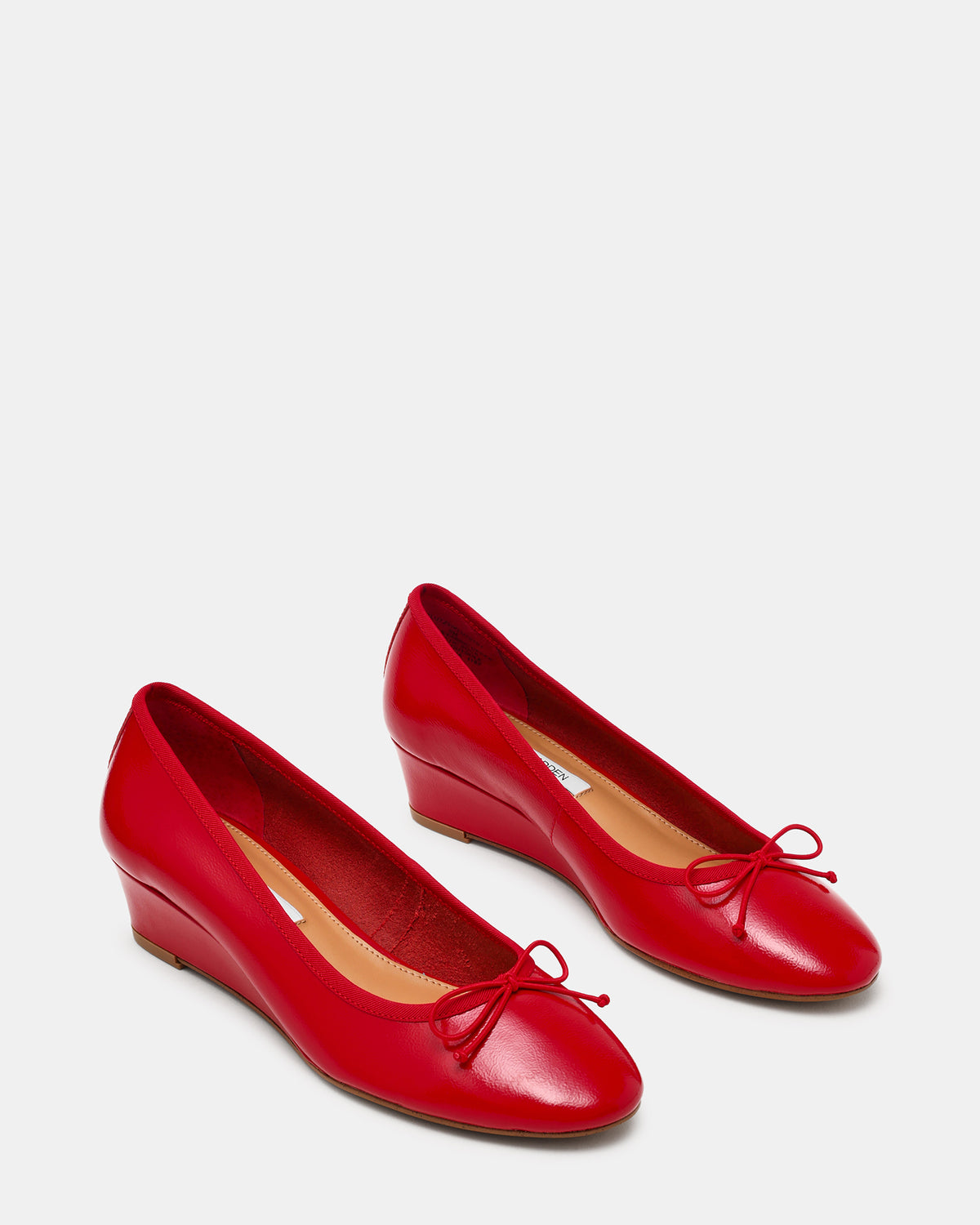 KLUTZY Red Patent Ballet Wedge Bow Round-Toe Women's Heel Steve Madden RED PATENT