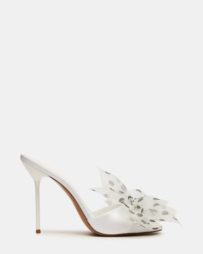 DAVINA Tulle White/Black Polka Dot Rounded Open-Toe Mule Stiletto Women's Heel Steve Madden WHITE/BLACK POLKA DOT