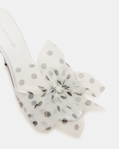 DAVINA Tulle White/Black Polka Dot Rounded Open-Toe Mule Stiletto Women's Heel Steve Madden WHITE/BLACK POLKA DOT