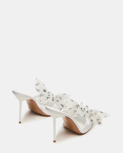 DAVINA Tulle White/Black Polka Dot Rounded Open-Toe Mule Stiletto Women's Heel Steve Madden WHITE/BLACK POLKA DOT