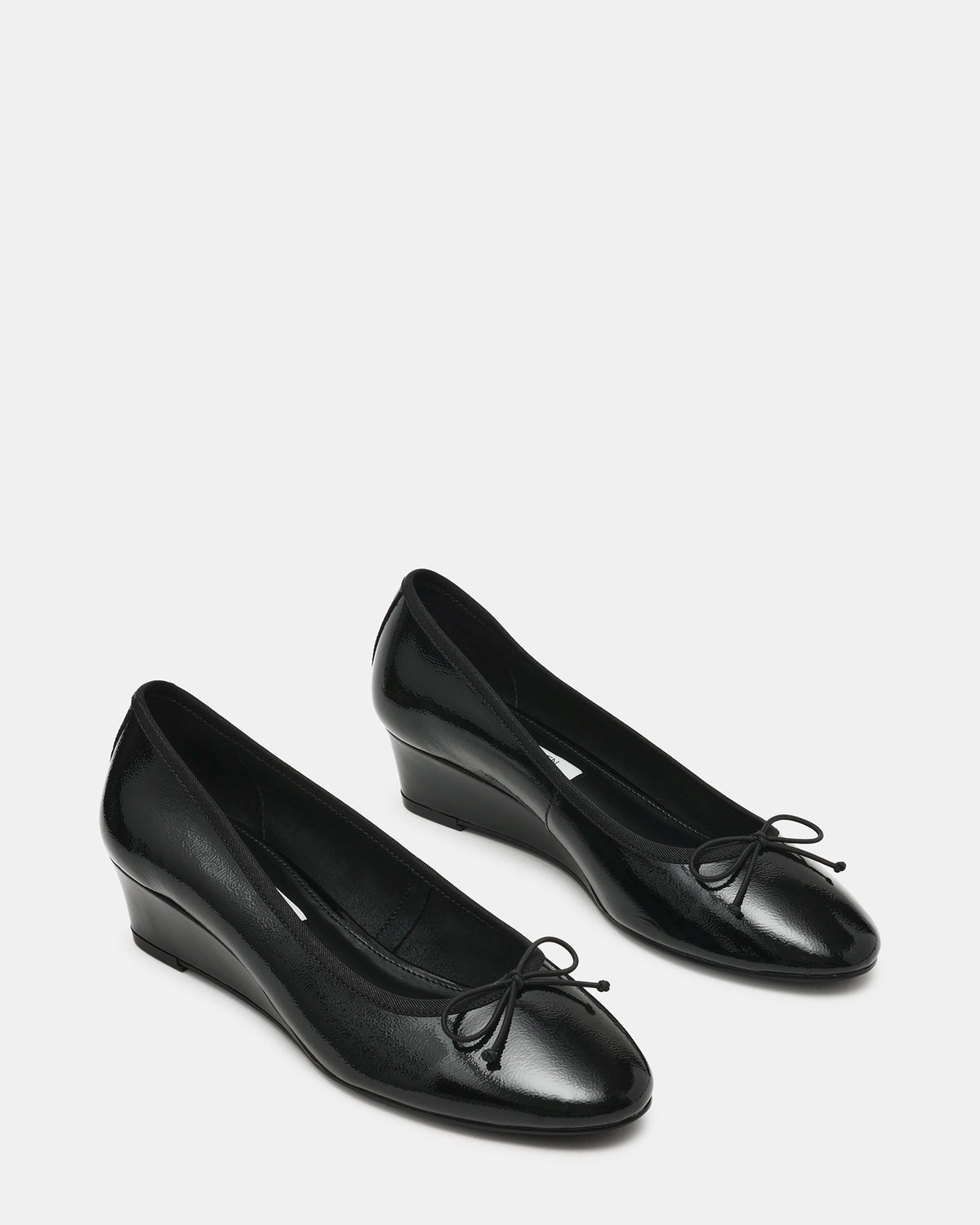 KLUTZY Black Patent Ballet Wedge Bow Round-Toe Women's Heel Steve Madden BLACK PATENT