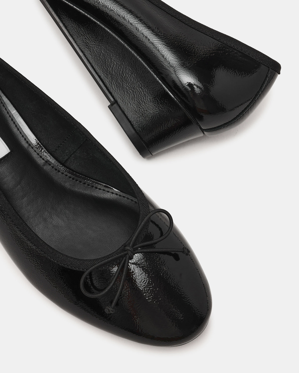 KLUTZY Black Patent Ballet Wedge Bow Round-Toe Women's Heel Steve Madden BLACK PATENT
