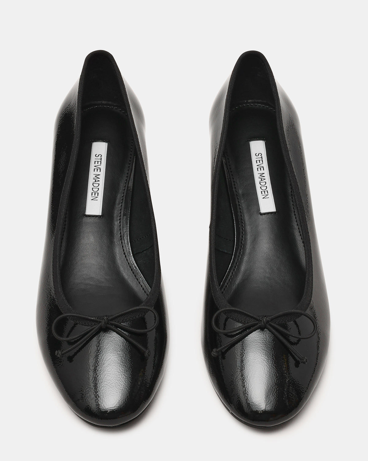KLUTZY Black Patent Ballet Wedge Bow Round-Toe Women's Heel Steve Madden BLACK PATENT