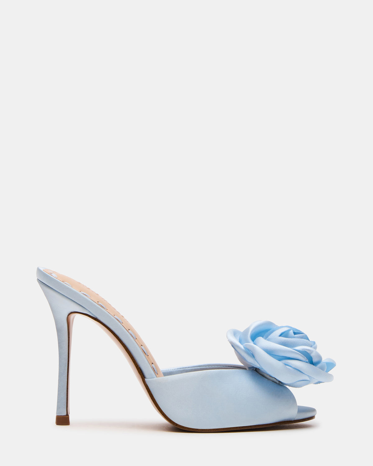 PRIYA Flower Blue Satin Mule Women's Heel Steve Madden BLUE SATIN