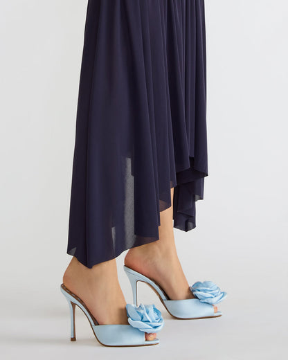 PRIYA Flower Blue Satin Mule Women's Heel Steve Madden BLUE SATIN