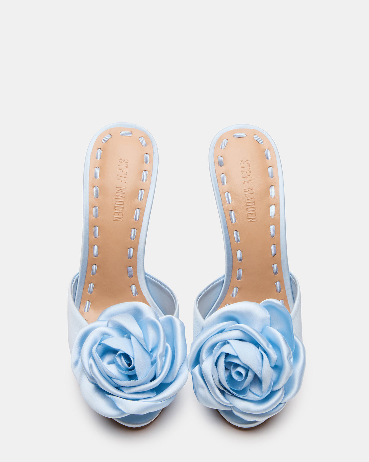 PRIYA Flower Blue Satin Mule Women's Heel Steve Madden BLUE SATIN