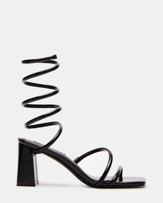 LOPEZ Black Women's Square Toe Strappy Heel