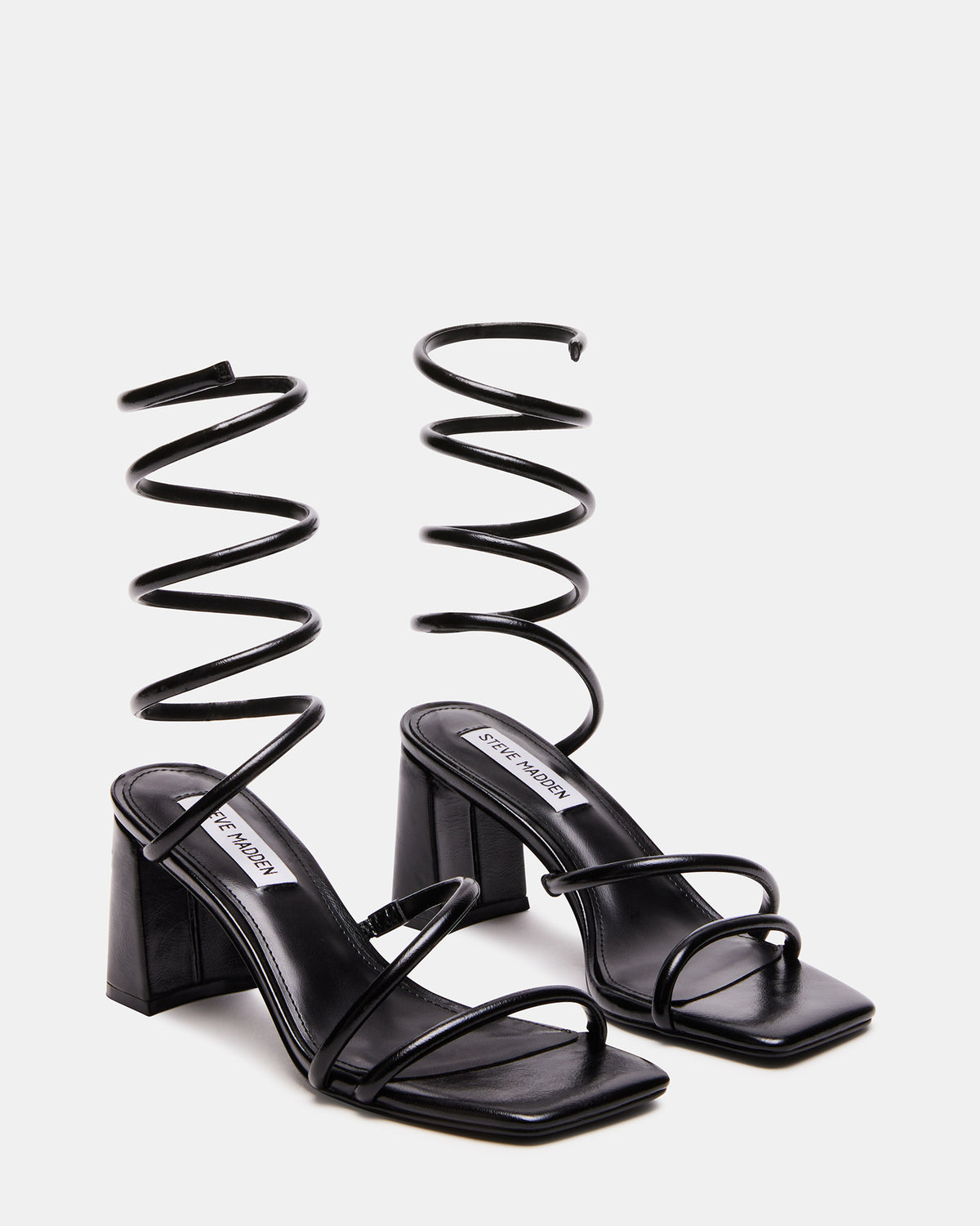 LOPEZ Black Women's Square Toe Strappy Heel Steve Madden BLACK