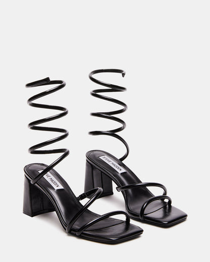 LOPEZ Black Women's Square Toe Strappy Heel Steve Madden BLACK
