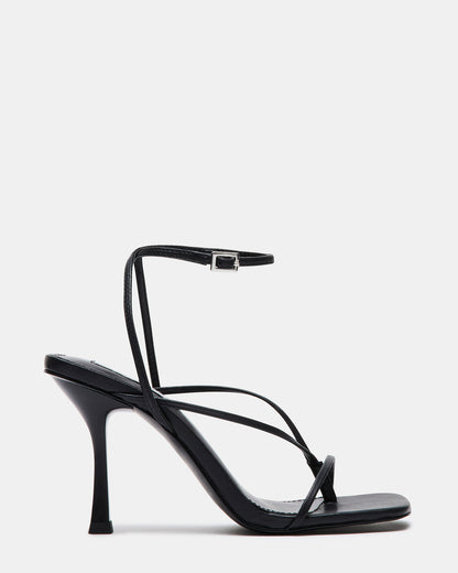 ANNIE Black Women's Strappy Square Toe Heel Steve Madden BLACK