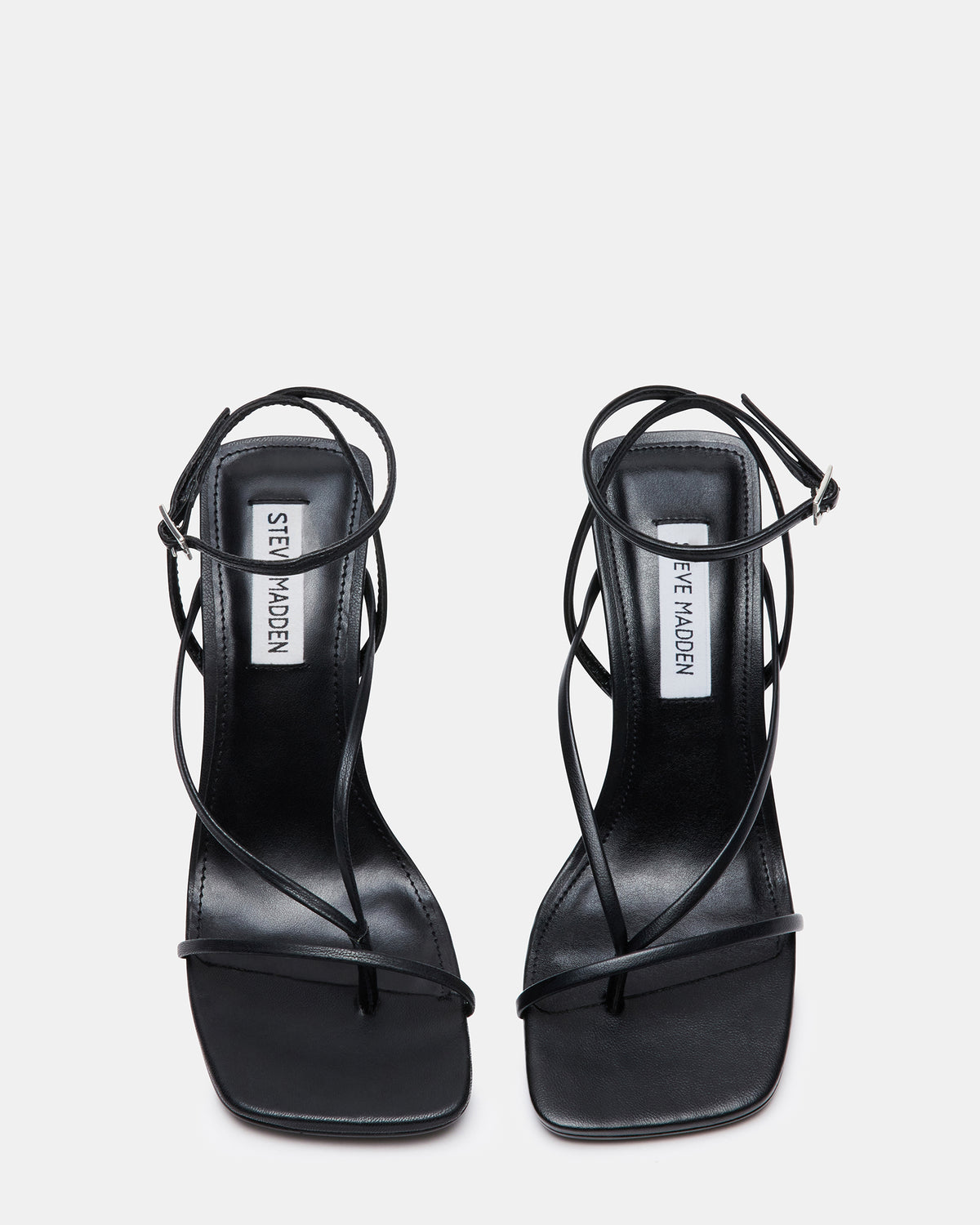 ANNIE Black Women's Strappy Square Toe Heel Steve Madden BLACK
