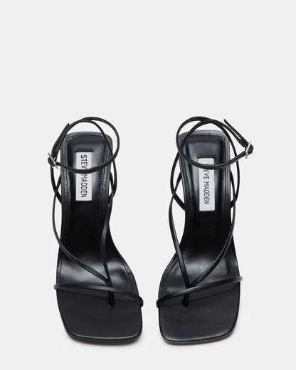 ANNIE Black Women's Strappy Square Toe Heel Steve Madden BLACK