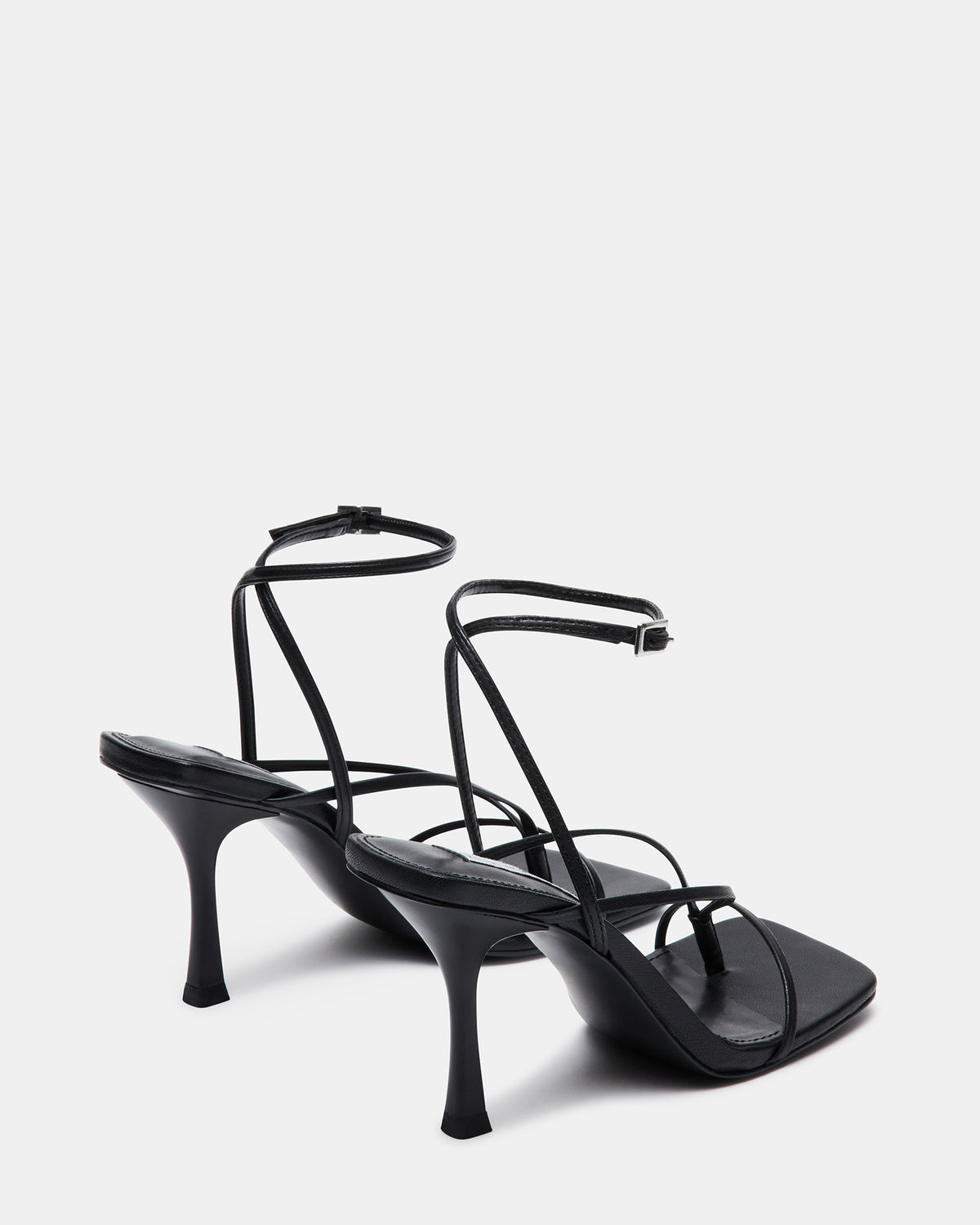 ANNIE Black Women's Strappy Square Toe Heel Steve Madden BLACK