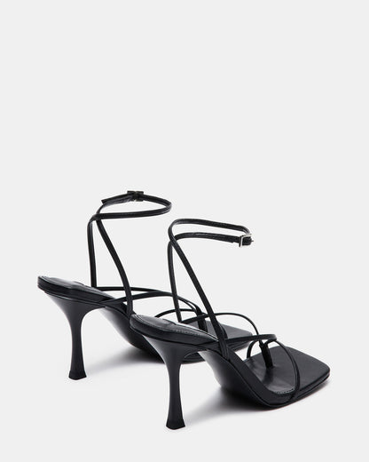 ANNIE Black Women's Strappy Square Toe Heel Steve Madden BLACK