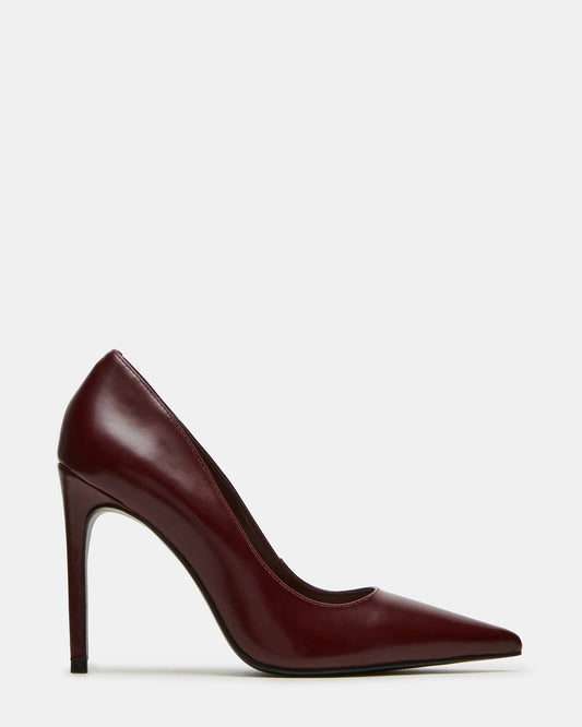 NOIR Wine Leather Pointed-Toe Stiletto Pump Women's Heels