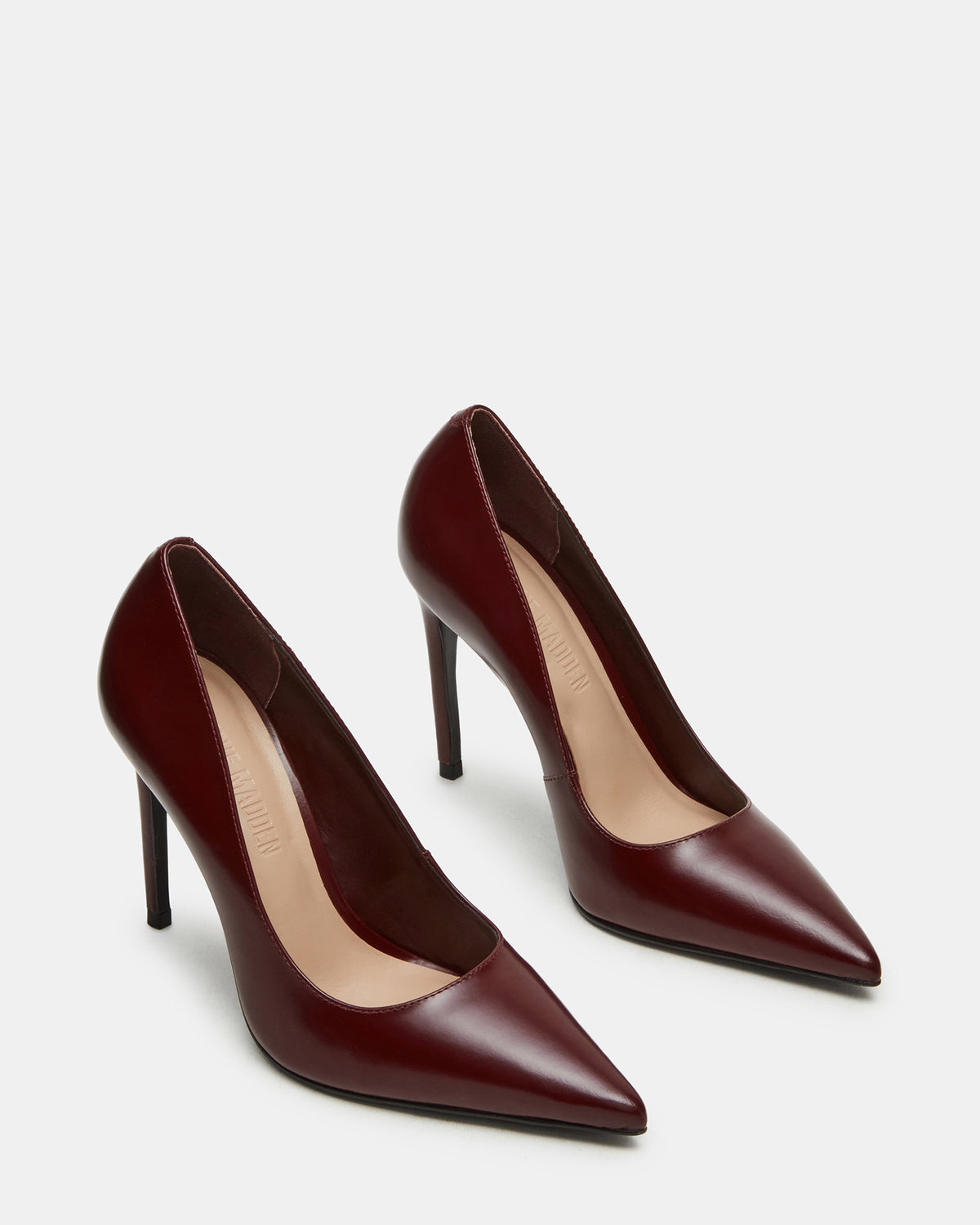 NOIR Wine Leather Pointed-Toe Stiletto Pump Women's Heels Steve Madden WINE LEATHER