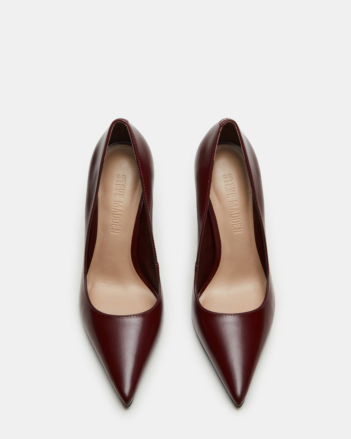 NOIR Wine Leather Pointed-Toe Stiletto Pump Women's Heels Steve Madden WINE LEATHER