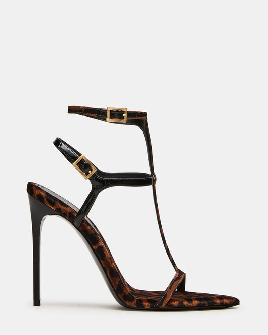 SALMA Animal Multi Stiletto Strappy Open-Toe Ankle Strap Women's Heel