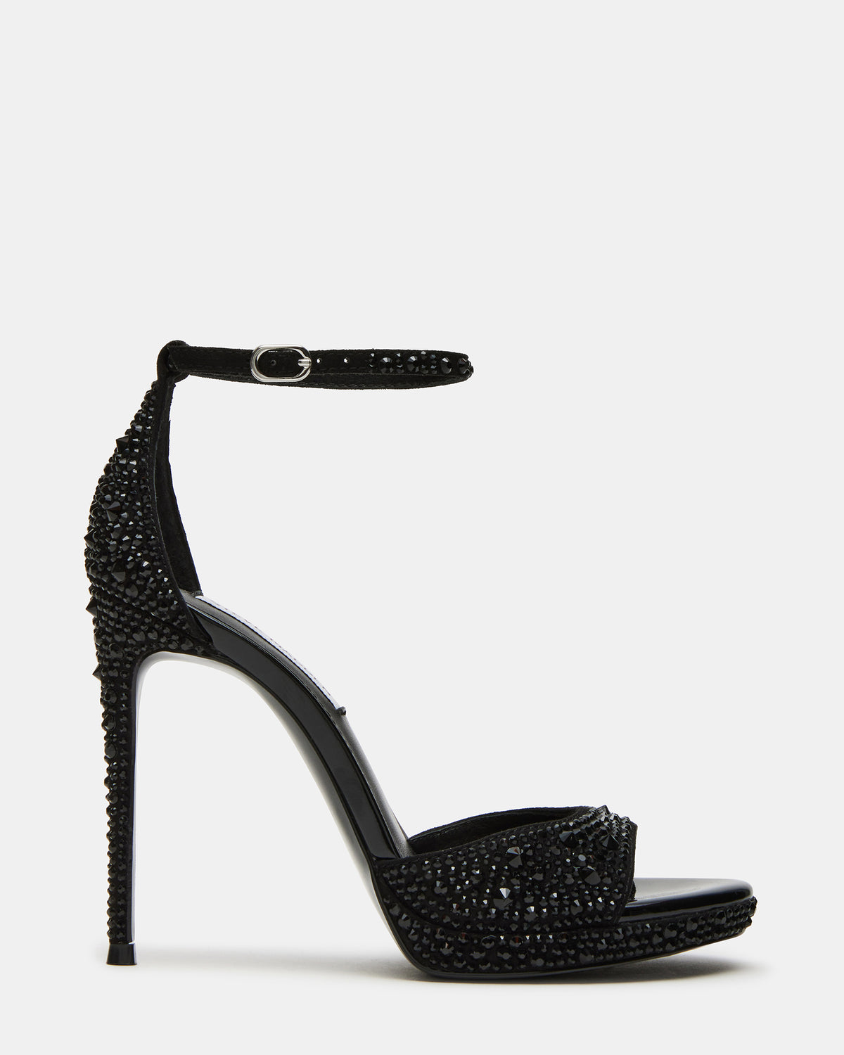 WILEY Black Rhinestone Women's Open Toe Stiletto Heel Steve Madden BLACK