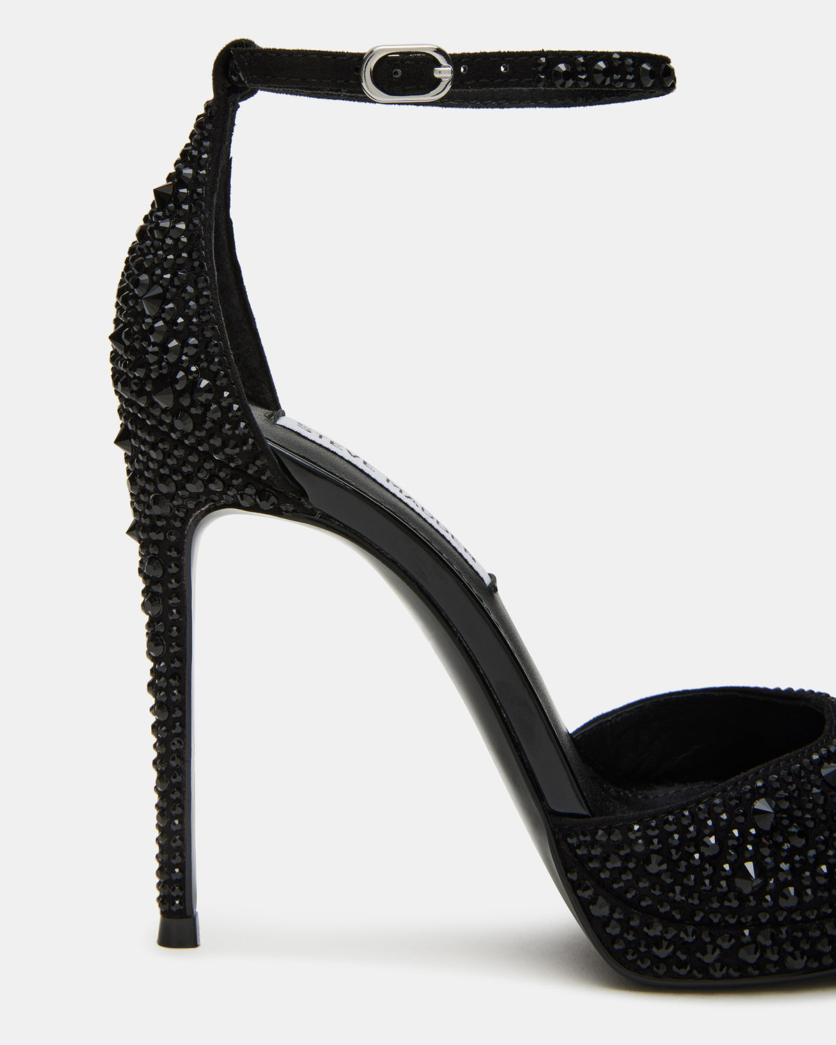 WILEY Black Rhinestone Women's Open Toe Stiletto Heel Steve Madden BLACK