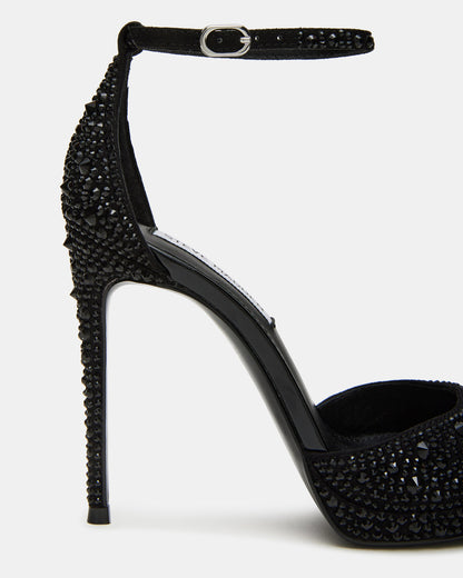 WILEY Black Rhinestone Women's Open Toe Stiletto Heel Steve Madden BLACK