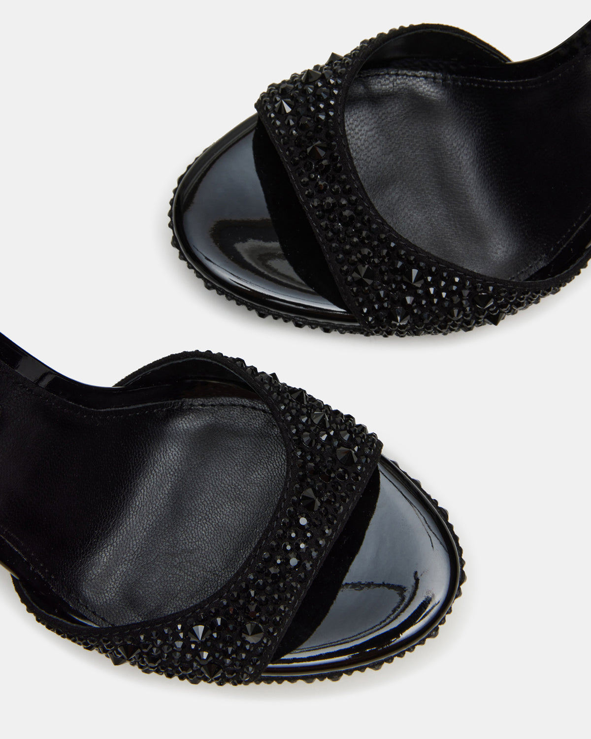 WILEY Black Rhinestone Women's Open Toe Stiletto Heel Steve Madden BLACK