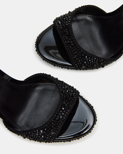 WILEY Black Rhinestone Women's Open Toe Stiletto Heel Steve Madden BLACK