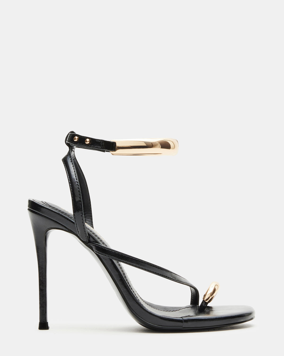 TIA Black Strappy Open-Toe Stiletto Women's Heel Steve Madden BLACK