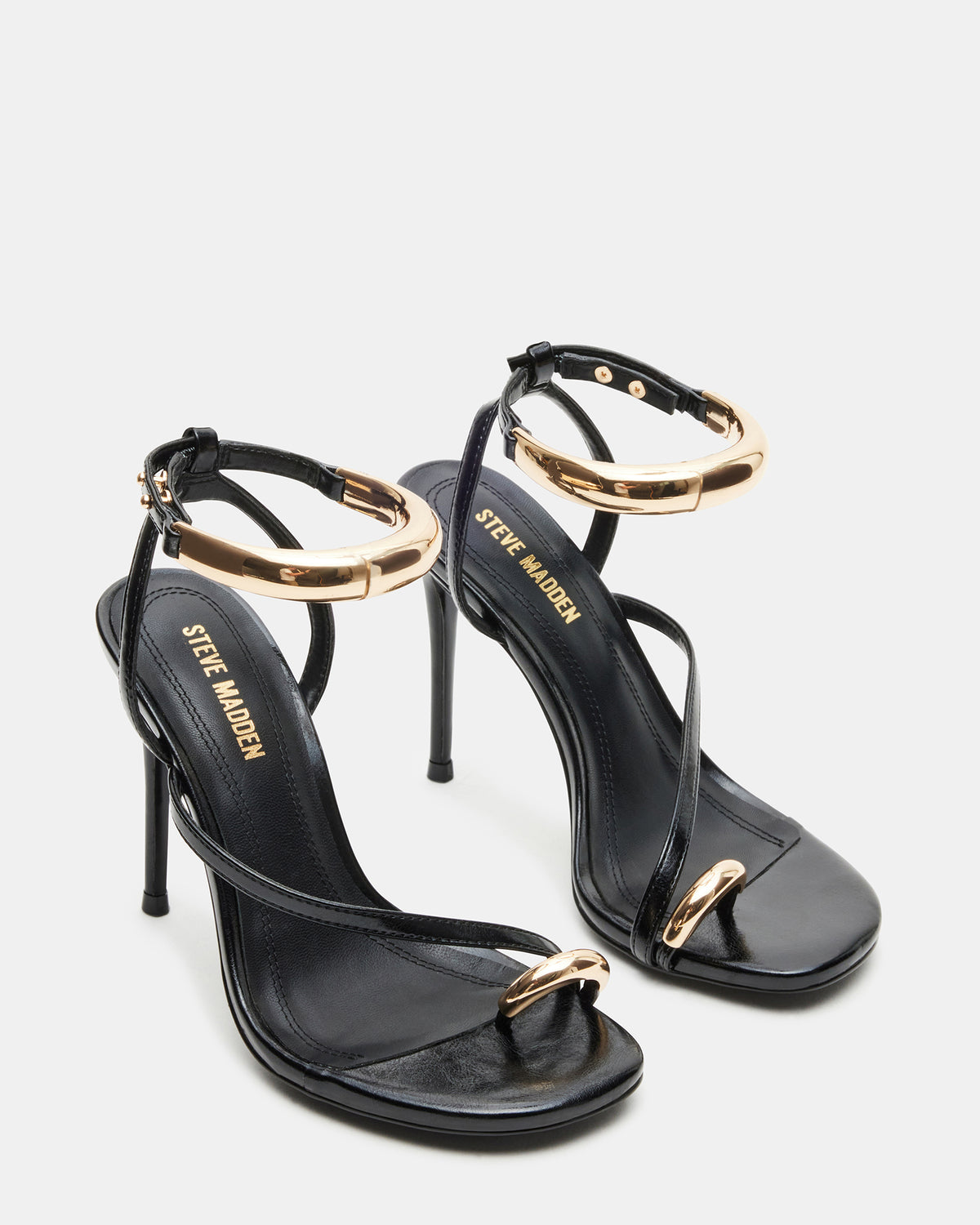 TIA Black Strappy Open-Toe Stiletto Women's Heel Steve Madden BLACK