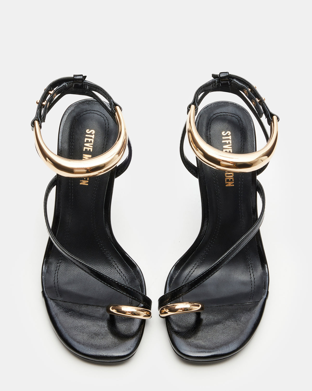 TIA Black Strappy Open-Toe Stiletto Women's Heel Steve Madden BLACK