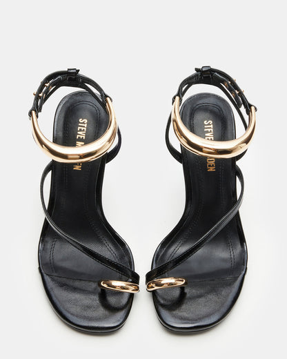 TIA Black Strappy Open-Toe Stiletto Women's Heel Steve Madden BLACK