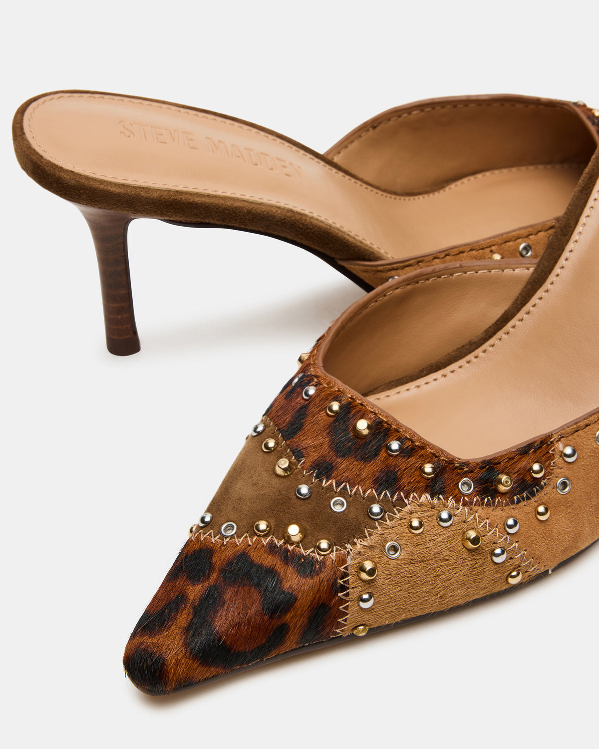 ALEXI Leopard Multi Studs Pointed-Toe Mule Women's Heel Steve Madden LEOPARD MULTI