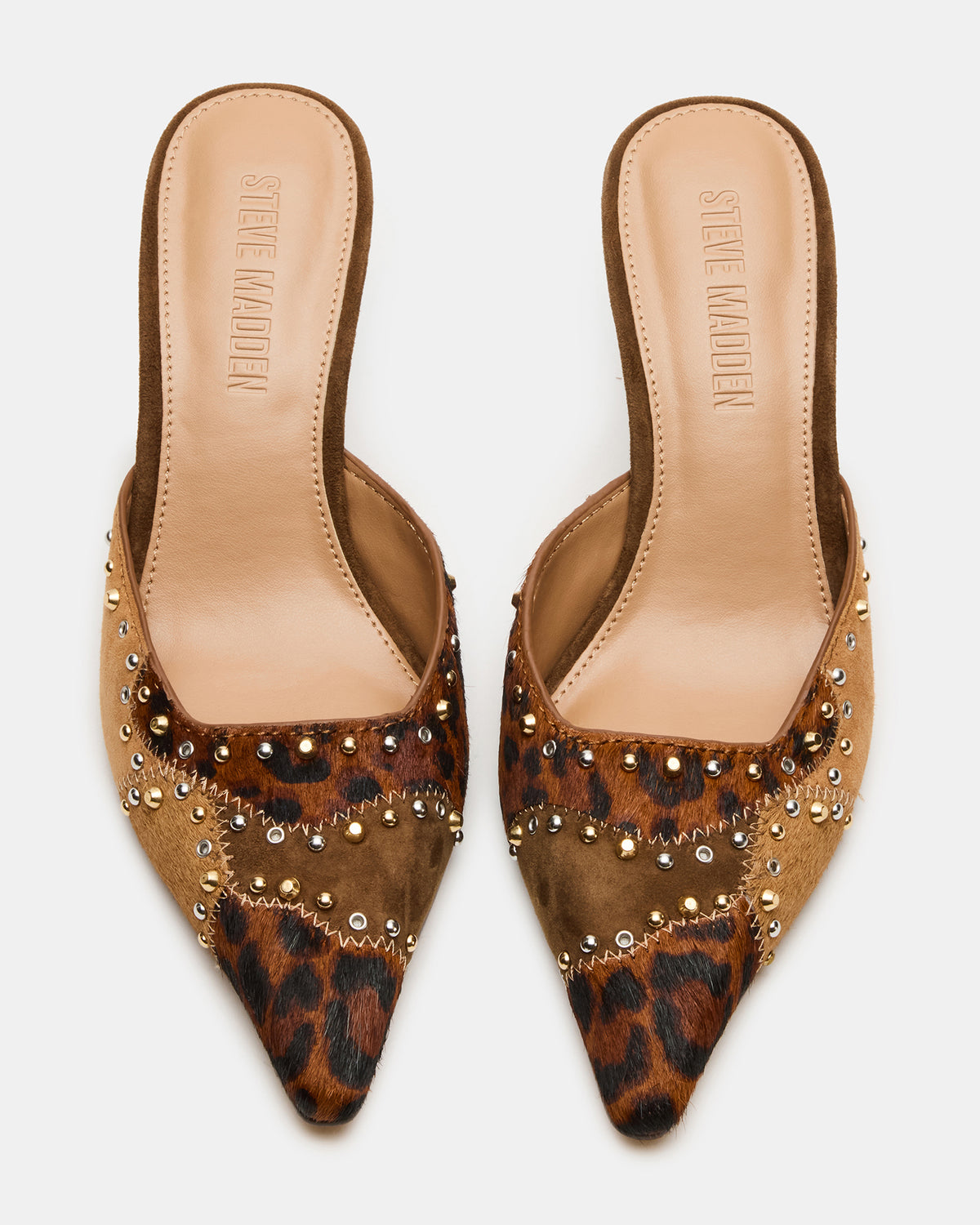 ALEXI Leopard Multi Studs Pointed-Toe Mule Women's Heel Steve Madden LEOPARD MULTI
