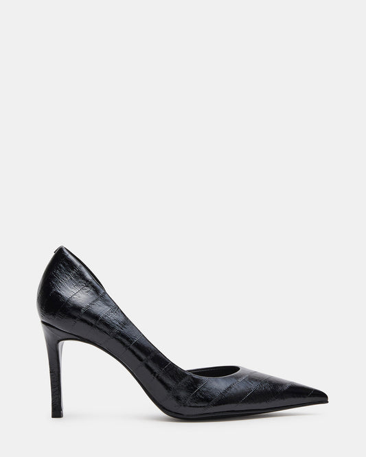 NULA Black Eel Pointed-Toe Stiletto Pump Women's Heel