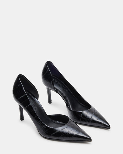 NULA Black Eel Pointed-Toe Stiletto Pump Women's Heel Steve Madden BLACK EEL