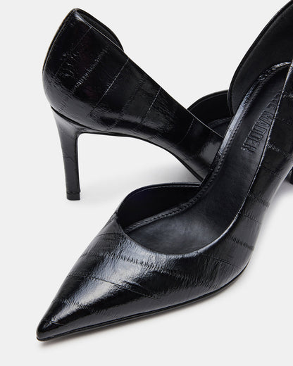NULA Black Eel Pointed-Toe Stiletto Pump Women's Heel Steve Madden BLACK EEL
