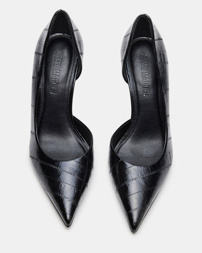 NULA Black Eel Pointed-Toe Stiletto Pump Women's Heel Steve Madden BLACK EEL