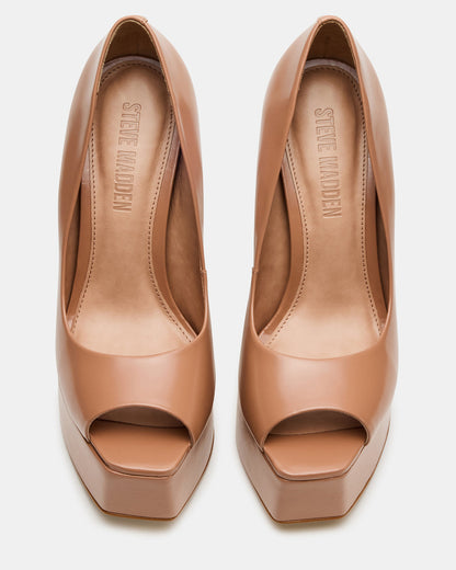 IVES Blush Box Leather Platform Square-Toe Stiletto Women's Heel Steve Madden BSH BOX LEA