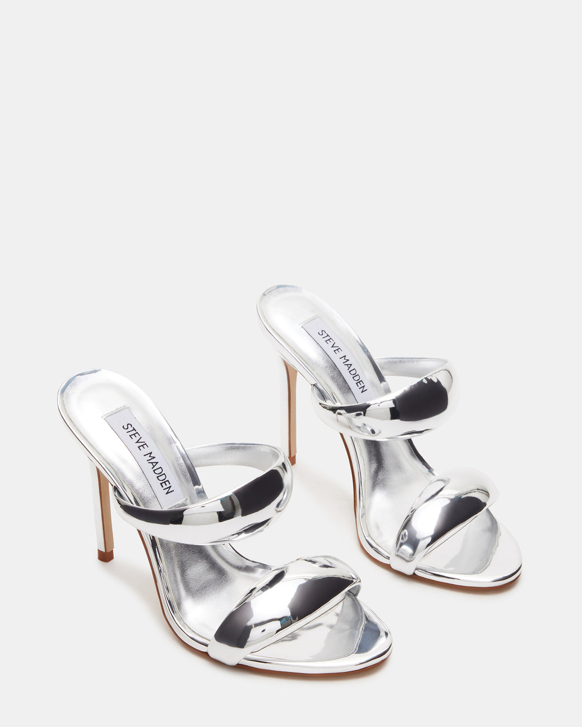 SATURN Silver Stiletto Mule Women's Heel Steve Madden SILVER