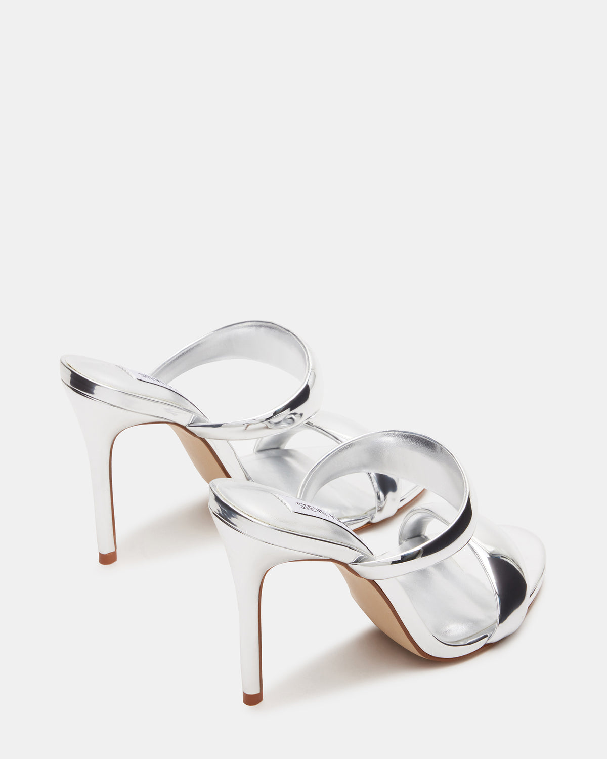 SATURN Silver Stiletto Mule Women's Heel Steve Madden SILVER