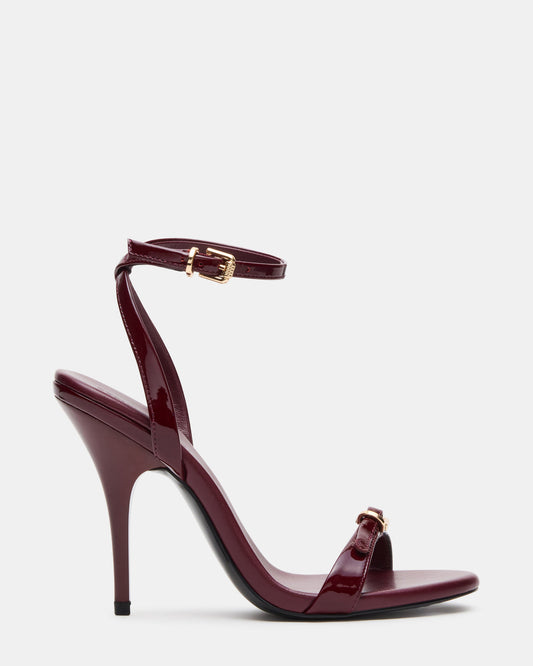 FOXX Burgundy Patent Strappy Stiletto Open-Toe Women's Heel