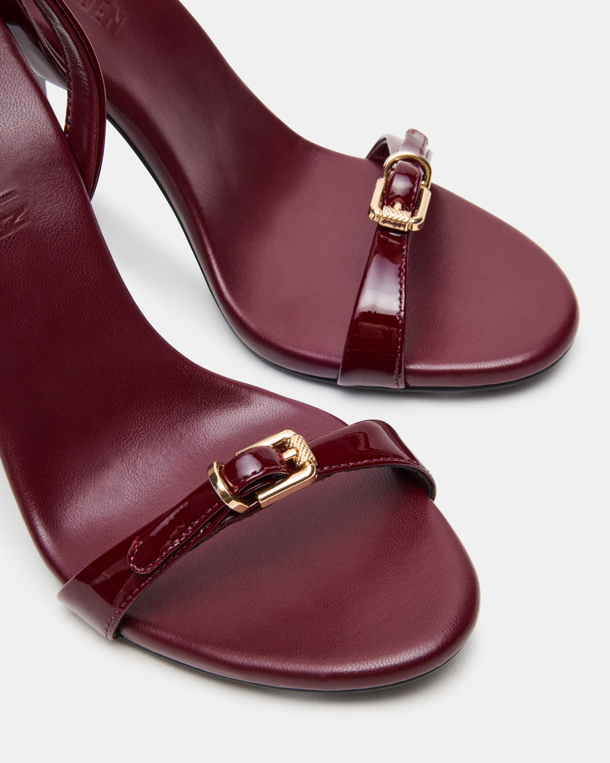 FOXX Burgundy Patent Strappy Stiletto Open-Toe Women's Heel Steve Madden BURGUNDY PATENT