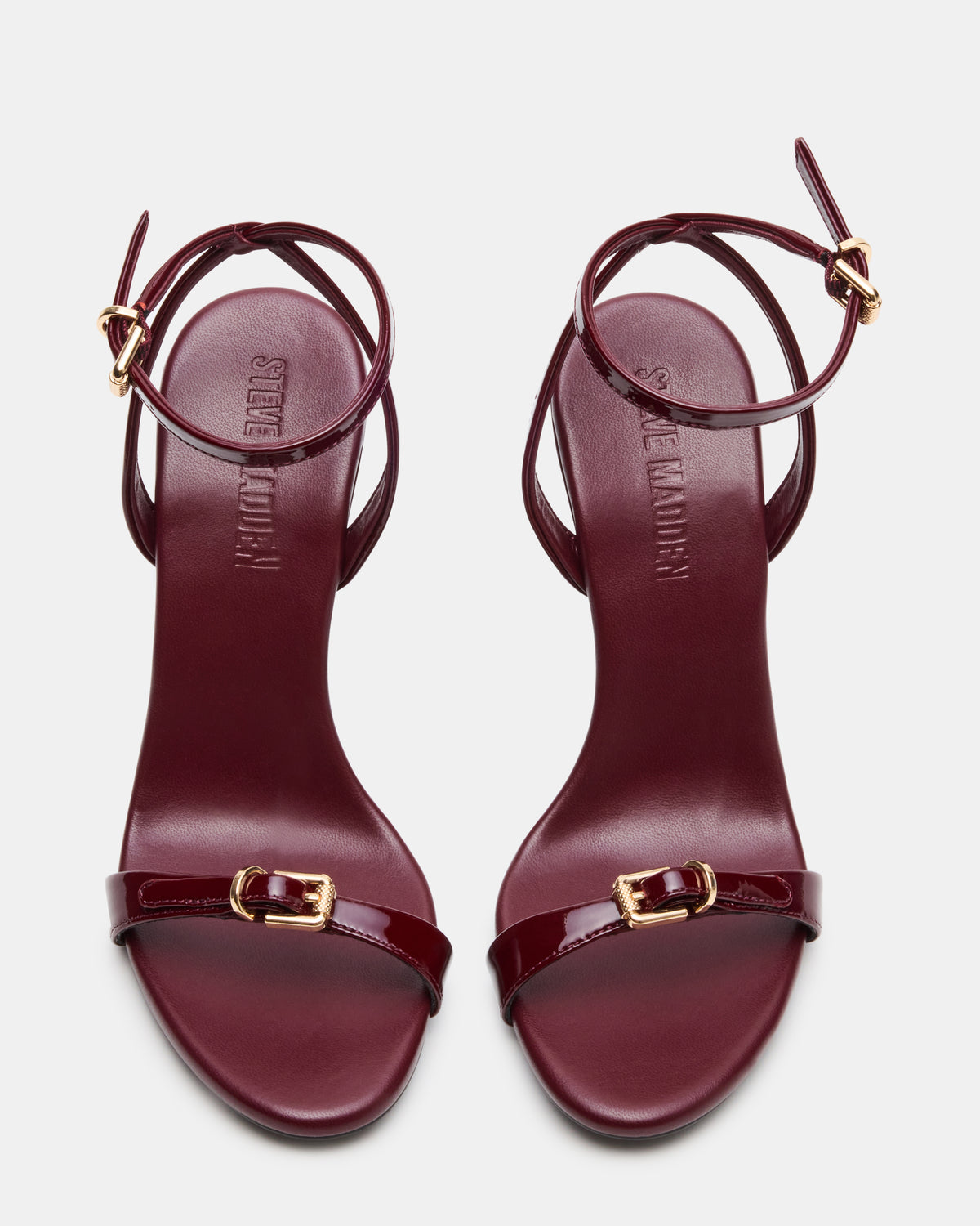 FOXX Burgundy Patent Strappy Stiletto Open-Toe Women's Heel Steve Madden BURGUNDY PATENT