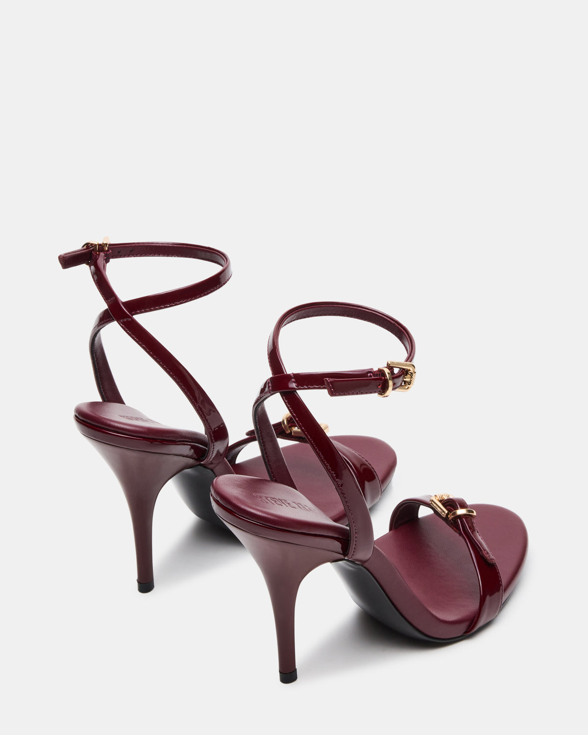 FOXX Burgundy Patent Strappy Stiletto Open-Toe Women's Heel Steve Madden BURGUNDY PATENT