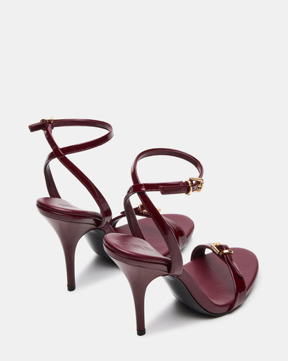 FOXX Burgundy Patent Strappy Stiletto Open-Toe Women's Heel Steve Madden BURGUNDY PATENT