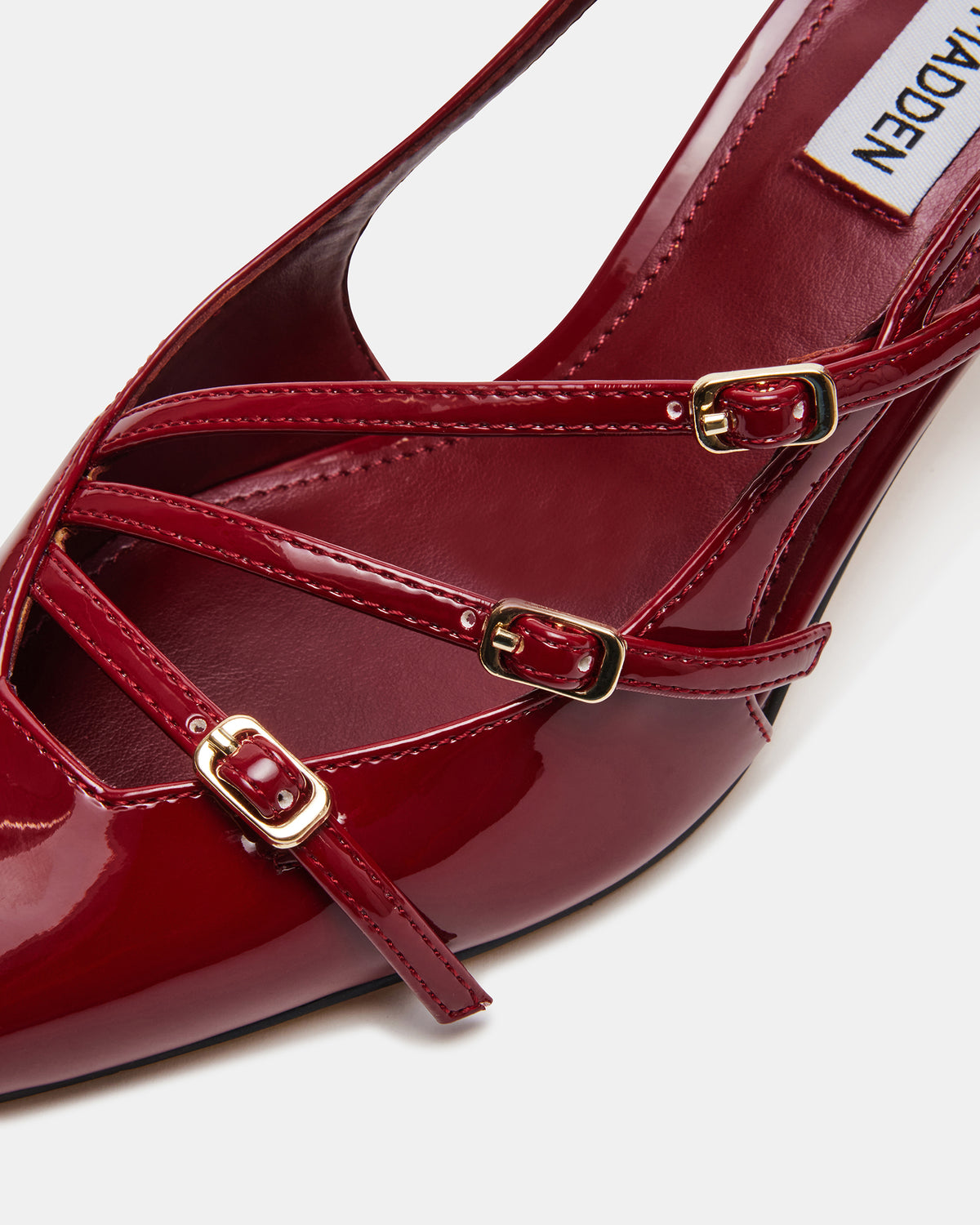 LIANA Wine Patent Women's Slingback Pointed-Toe Low Heel Steve Madden WINE PATENT