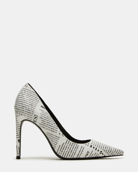 NOIR Newspaper Pointed-Toe Stiletto Pump Women's Heels