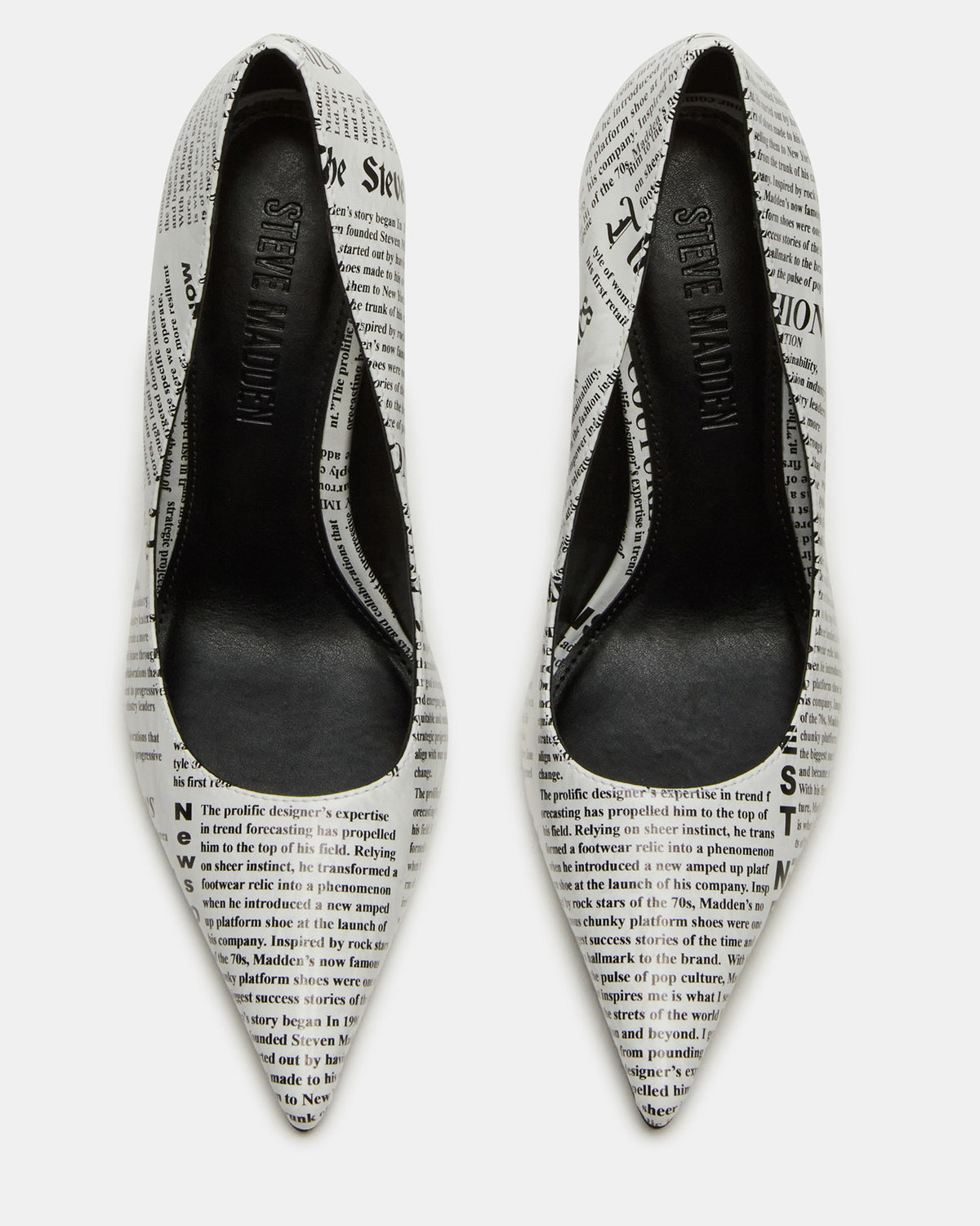 NOIR Newspaper Pointed-Toe Stiletto Pump Women's Heels Steve Madden BLACK/WHITE