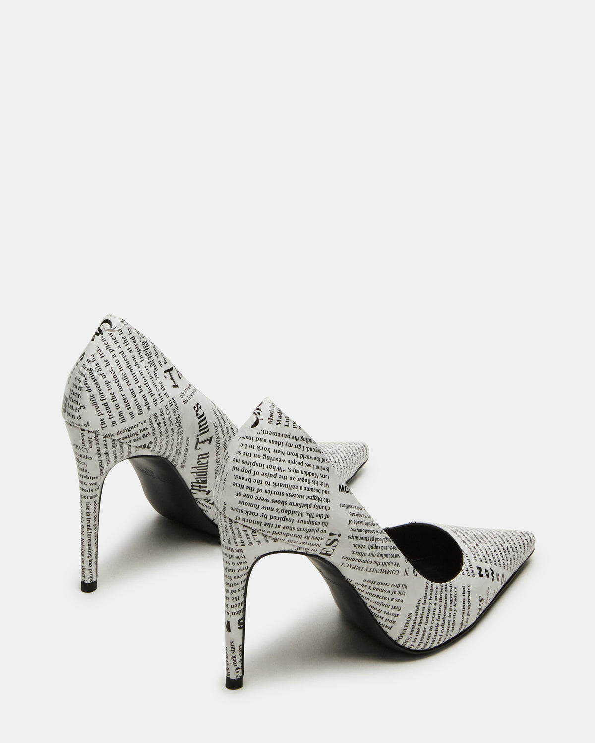 NOIR Newspaper Pointed-Toe Stiletto Pump Women's Heels Steve Madden BLACK/WHITE
