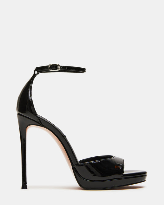 WILEY Black Patent Women's Open Toe Stiletto Heel Steve Madden BLACK PATENT